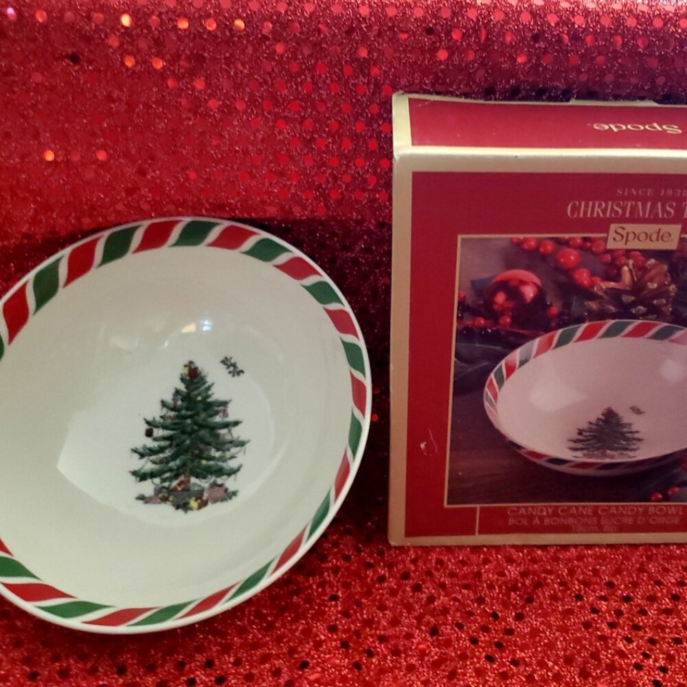 Spode ~ Christmas Tree Collection "Candy Cane" Candy Bowl ~ # XTCC8575-XP ~ NIB